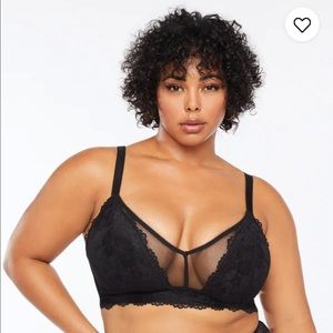NWT Plus 3X Savage x Fenty Floral Lace and Mesh Bralette in Black
